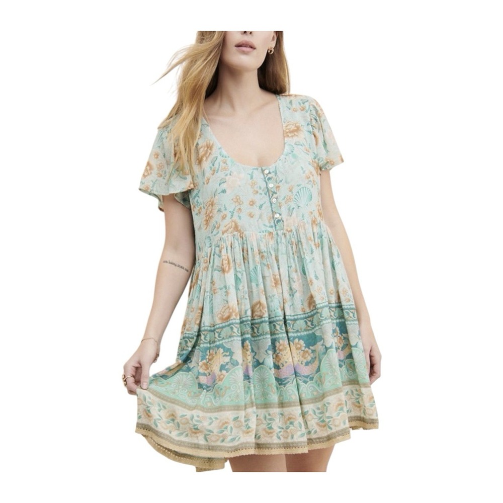 Spell & The Gypsy Collective Seashell Mini Dress Womens XS Floral Lined Coquette